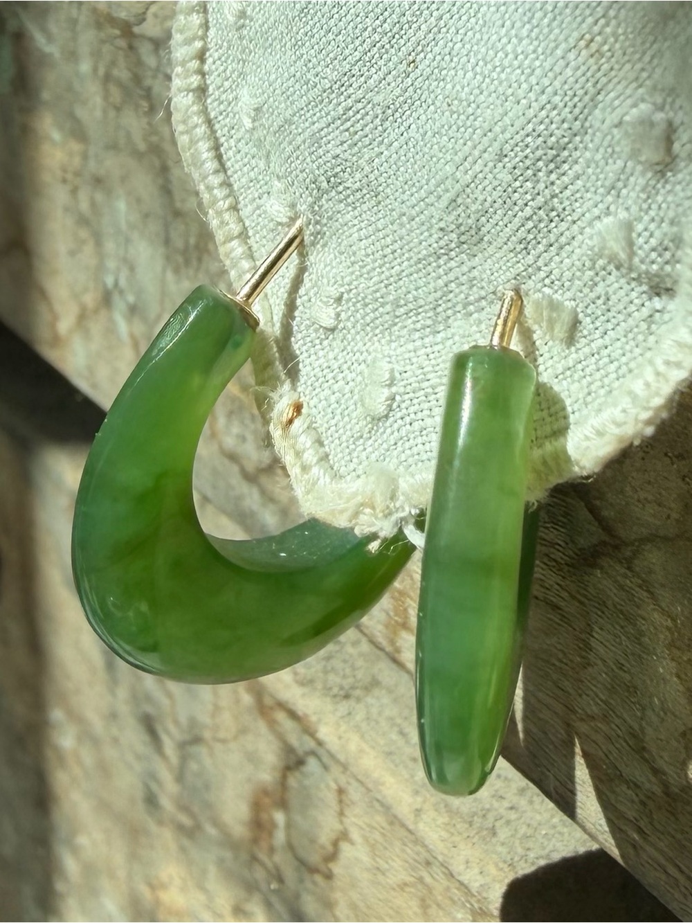 14k Natural Jade Earrings